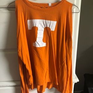 a tennessee volunteer shirt with cold shoulders